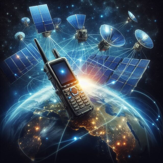 Satellite phone connectivity image in space