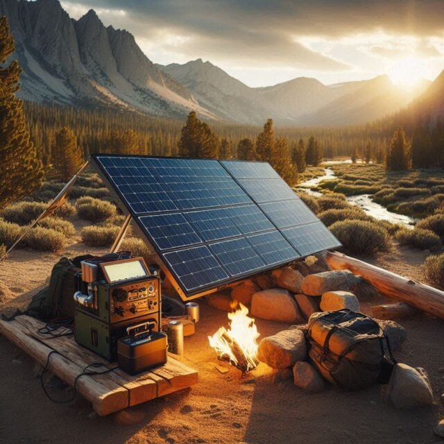 solar panel used out camping by outdoor tech lab