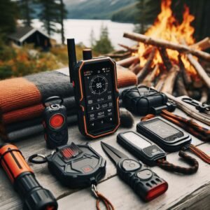 Testing of outdoor safety gear image with devices out and ready to go.