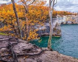 Pictured Rocks in the Michigan Upper Penninisula during fall.