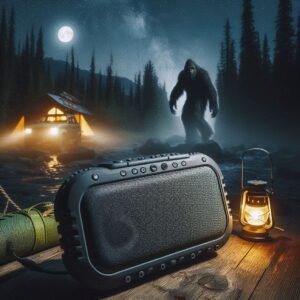 Bluetooth speaker used for sasqutach calling at night.