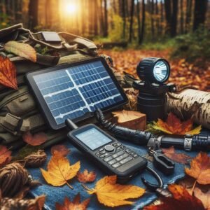 Solar charger and satellite communicator being tested by Outdoor Tech Lab for fall and winter camping basics.