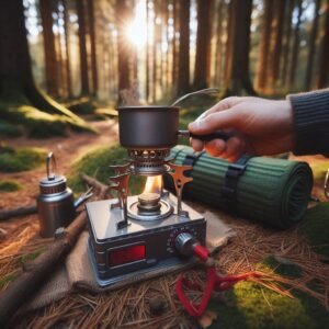 Testing camping mini stove for fall and winter camping gear guide.