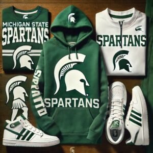 apparel and shoes with michigan state logo on it