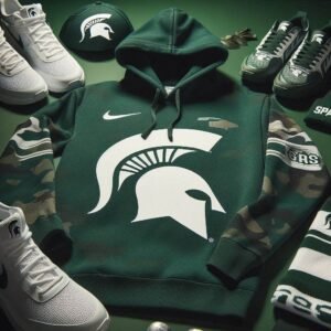 michigan state hoodie in green with white spartan logo