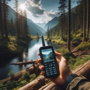 Amazing wilderness view while testing a satellite messenger with outdoor tech lab