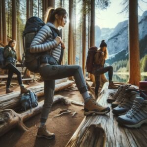 shot of hiking in the forest for the women's outdoor gear review with outdoor tech lab