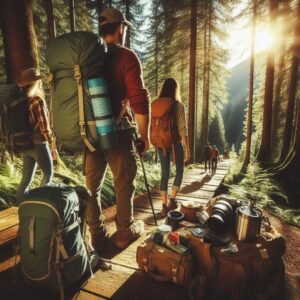 people out on an amazing hiking trail near sunset